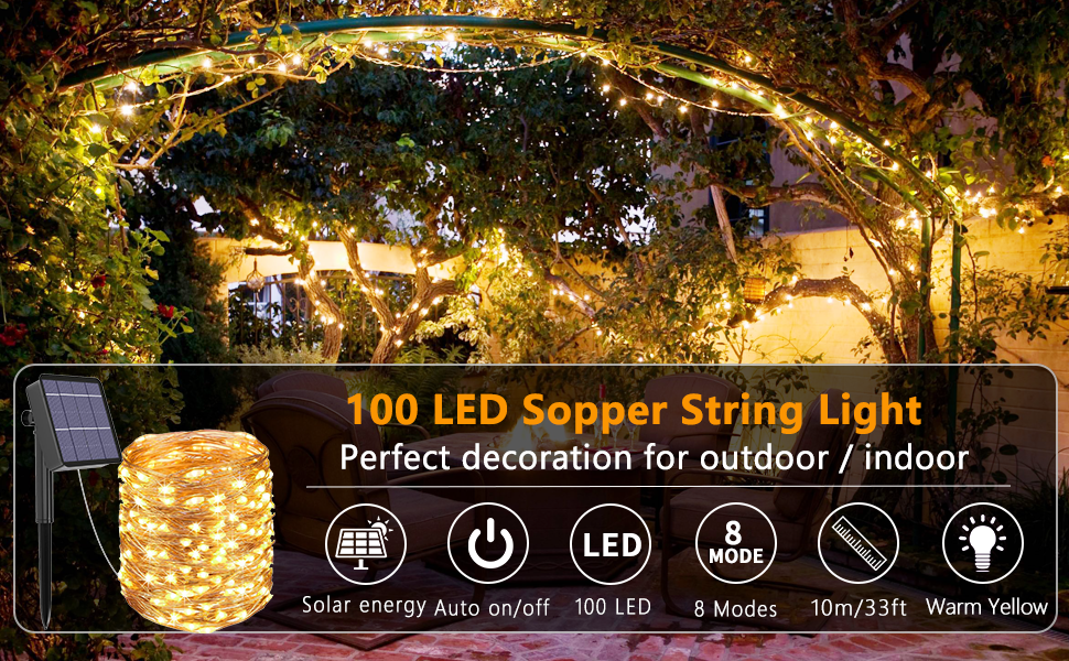 40% Coupon off-  33ft Solar Outdoor String light